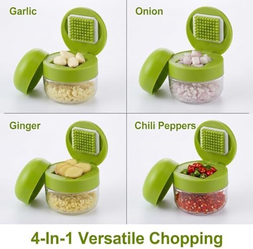 2 Sets 3-in-1 Mini Garlic Press Set, Silicone Peeler