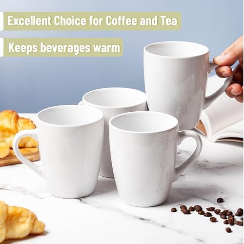 BTaT- Porcelain Coffee Mugs Set, 4 Pack, 12oz, White Ceramic Cups