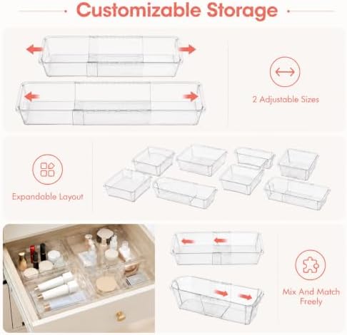 15 Pcs Expandable Drawer Organizer,Adjustable Drawer