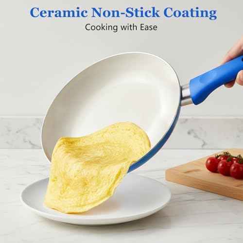 12 Piece Ceramic Cookware Set，Nonstick Pots and Pans Set