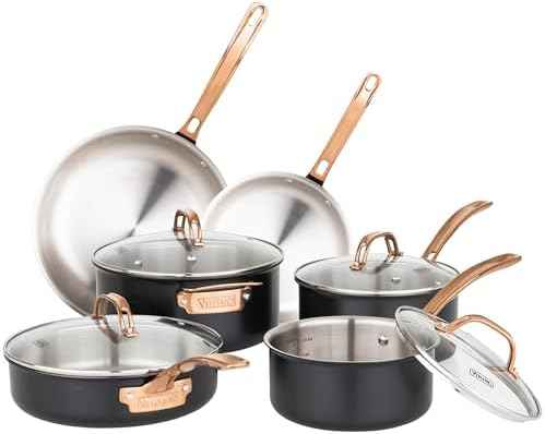 Viking 3-Ply Cookware Set, 10 Piece Stainless Steel Kitchen Cookware