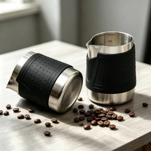 Milk Frothing Pitcher,350ml/12oz Espresso Steaming Pitchers,Stainless