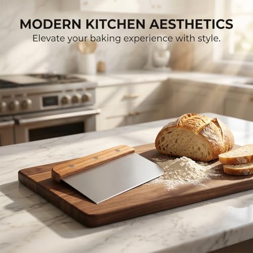 Wooden Handle Bench Scraper Heavy Duty Dough Pastry Cutter