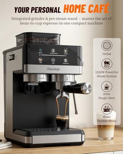 20 Bar Espresso Machine with Grinder and Milk Frother
