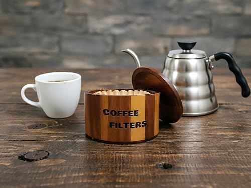 Coffee Filter Holder,Acacia Wood Coffee Filter Container for