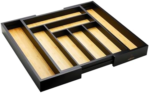 Bamboo drawer organizer, utensil holder, silverware organizer, and