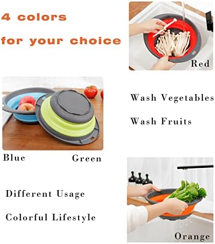 HmaxMork 5QT Silicone Collapsible Colander Set with Quick Draining