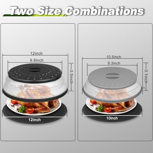 12" Microwave food Cover & Mat,Large Vented Collapsible Splatter Guard
