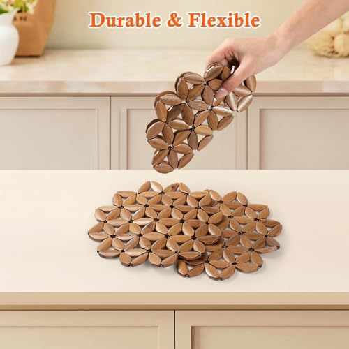 9 Pack Bamboo Trivet Mat for Hot Dishes, 6.5/8.3/10 Inch Heat