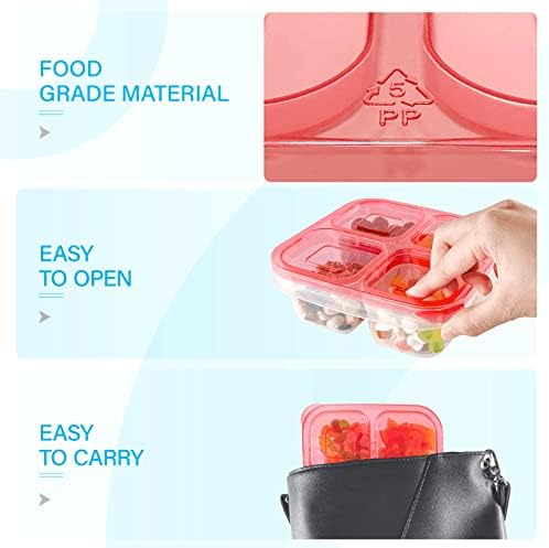 Finorder 6 Pack 4-Compartment Food Containers, Lunchable Snack