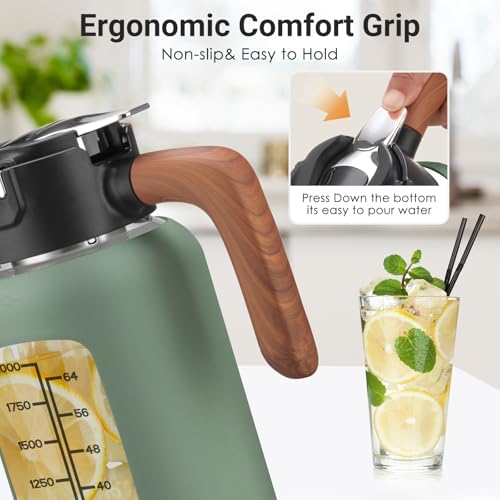 84 oz/2.5L Glass Pitcher with Lid and Handle, Leak-Proof & BPA Free