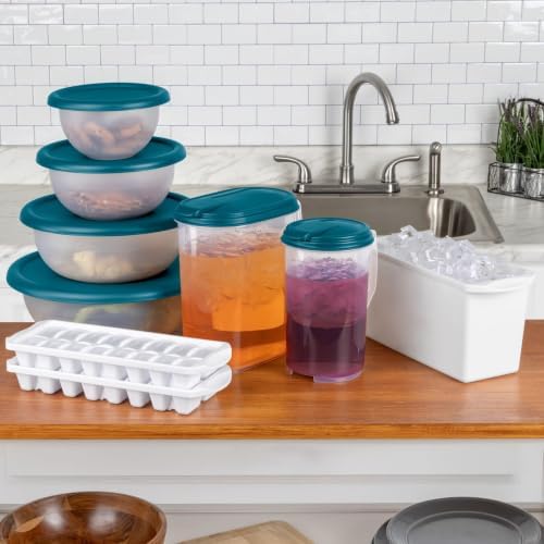 4-Piece Plastic Covered Bowl Set, BPA-Free Food Prep, Serving and