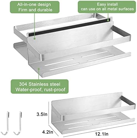 Magnetic Spice Rack for Refrigerator, Silver, 1 Pack