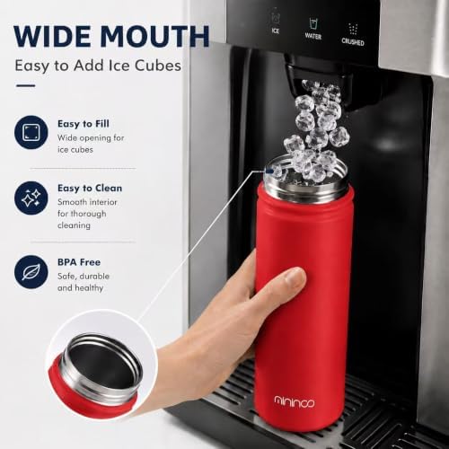 mininoo 24 oz Insulated Water Bottle with Straw Lid, Stainless Steel