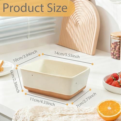 Ceramic Butter Dish With Lid for Countertop,Porcelain Butter