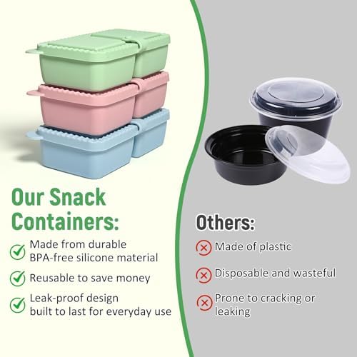 3Pack Silicone Snack Containers with Lids-Lightweight and