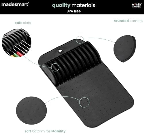 madesmart Classic In Drawer Knife Mat, 11 Knives, Carbon