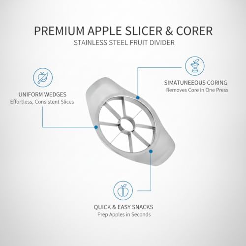 Apple Slicer Corer, Stainless Steel Fruit Divider for Uniform Wedges
