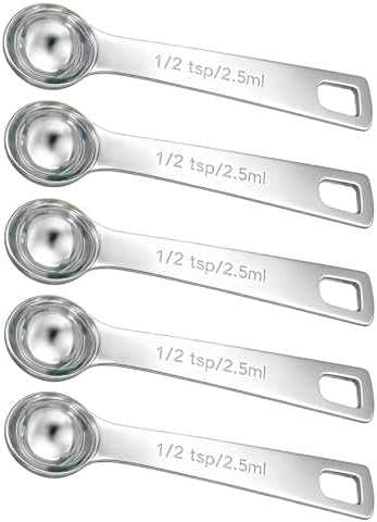 5PCS 1/2tsp(1/6tbsp, 2.5 ml) Measuring Spoon Teaspoons Stainless Steel