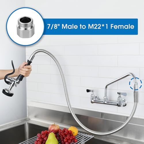 HWM Commercial Sink Sprayer Replacement Kit, 45” Stainless Steel Hose