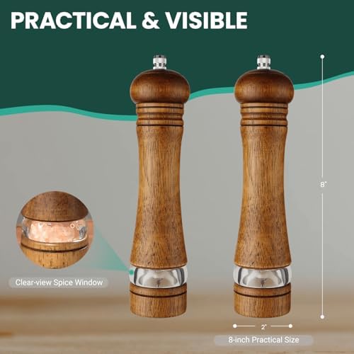 Wooden Salt and Pepper Grinder Set, 2-Piece