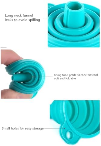 Silicone Collapsible Funnel Set 3 Pack Food Grade Funnels for Filling