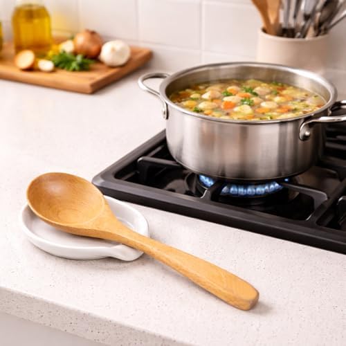 Ceramic Spoon Rest Set with Holder, 4 Pack