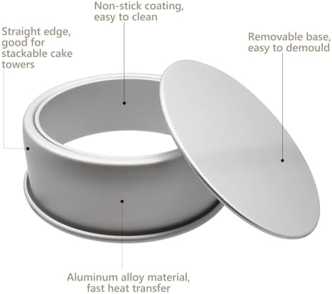 Aluminum Round Cake Pans, 3pcs Nonstick Baking Pan with Removable
