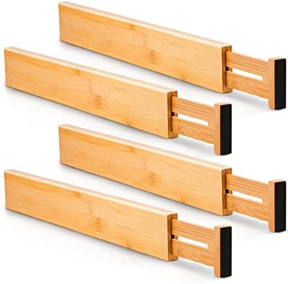 Utoplike 4 Pcs Bamboo Kitchen Drawer Dividers
