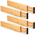Utoplike 4 Pcs Bamboo Kitchen Drawer Dividers