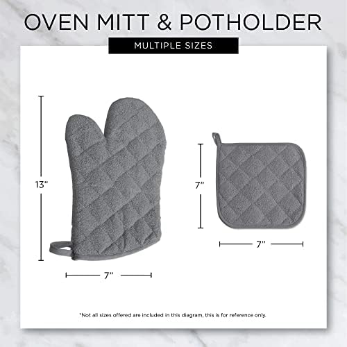 DII Basic Terry Collection Potholders, Mustard, 100 Percent Cotton