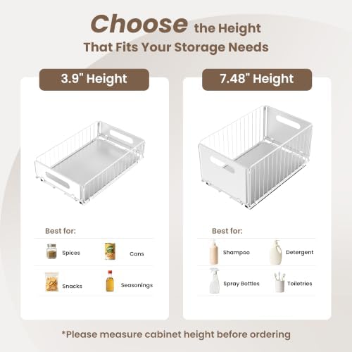 2 Pack Pull Out Cabinet Organizer, Heavy Duty Slide Out Drawer with No