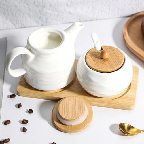 Ceramic Sugar and Creamer Set,12oz Cream Pitcher&7.5oz Sugar Bowl with