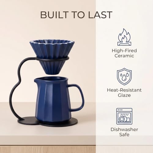 Pour Over Coffee Maker set,Ceramic Coffee Maker With V60 40 pcs Paper