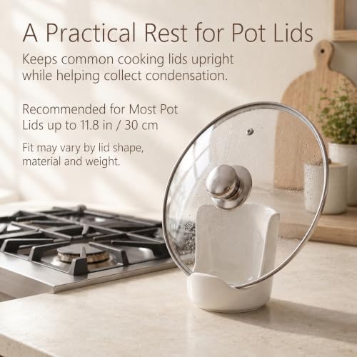 Upright Ceramic Spoon Rest, White Kitchen Cooking Spoon Holder