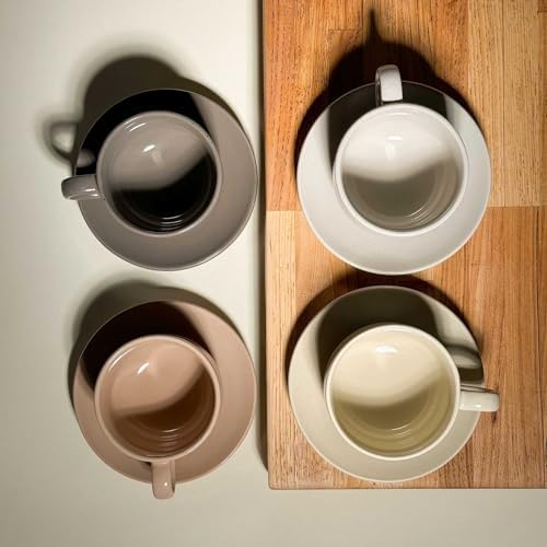 MORA Ceramics 8oz Cappuccino Mug Set of 4 - Ceramic Coffee Cups with