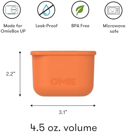 Omie OmieBox UP Leakproof Dip Containers, 2 Pack, Blue/Orange