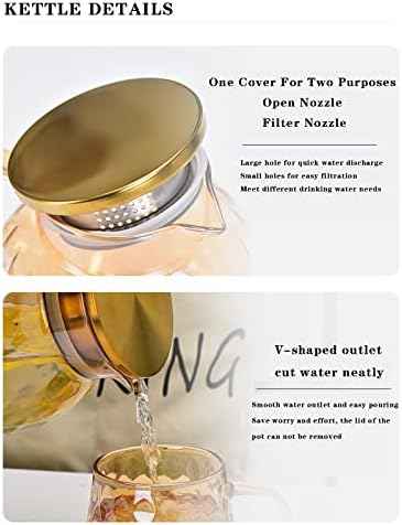 AEFPOYMXU 62oz Glass Pitcher with Lid - Amber Borosilicate Water