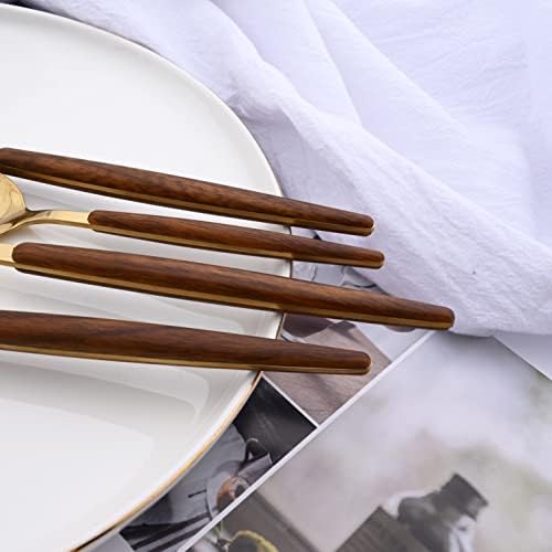 16-Piece Silverware Set with Cake Fork, Gold Stainless Steel Flatware