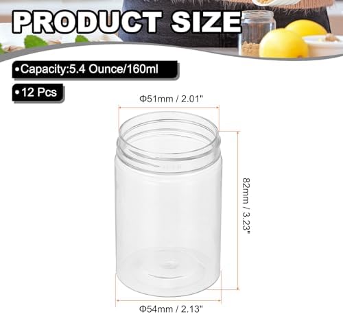 PATIKIL 5.4oz Plastic Spice Jars with Shaker Lids, 12 Pcs Refillable