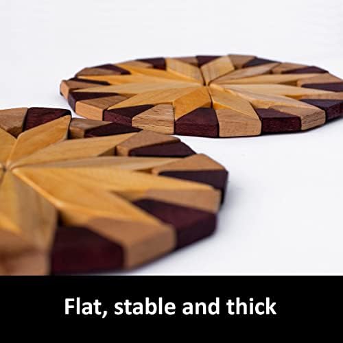 ECOSALL 2 Natural Wood Trivets for Hot Dishes, Table & Counter