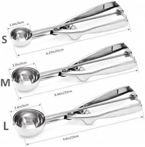 3Pcs Ice Cream Scoop, Cookie Scoops, Stainless Steel Cookie Scooper