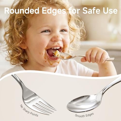 KINGSTONE 2-Piece Large Kids Utensils Set with Case, 18/10 Stainless