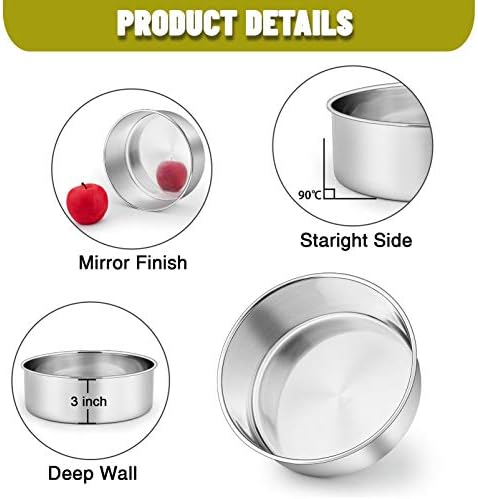 P&P CHEF 8 Inch Cake Pans Set, 2Pcs Stainless Steel Round Baking Pan