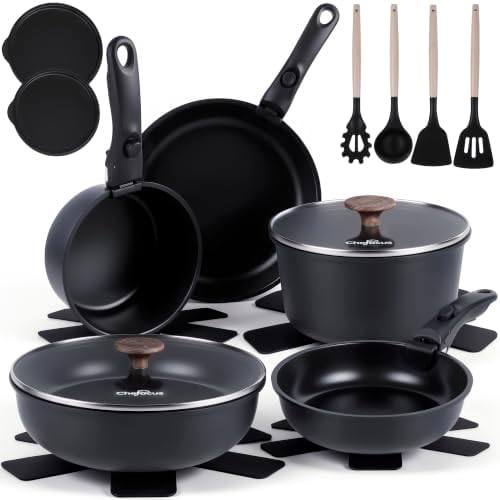 20-Piece Ceramic Pots and Pans Set, Nonstick Cookware Set with