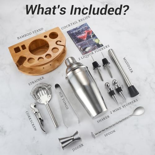 Cocktail Shaker Set Bartender Kit with Stand, 12 Piece Drink Mixer Set