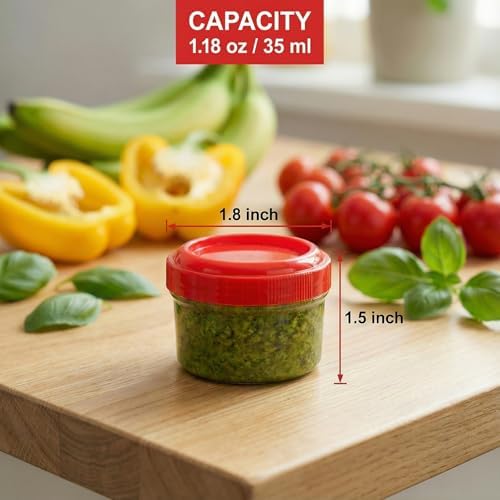 Elsjoy 30 Pack Condiment Container with Lid, 1.18 Oz Salad Dressing