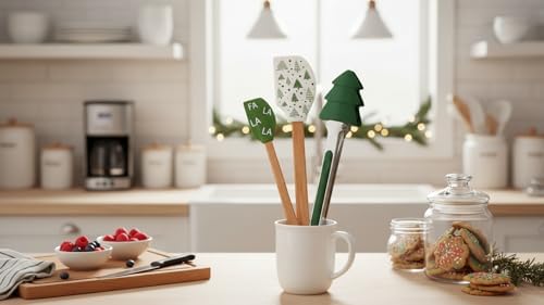 Christmas Silicone Spatulas & Tongs Set, 3-Piece