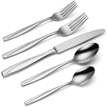 Oneida Camlynn Mirror 45 Piece Casual Flatware Set, 18/0 Stainless, Service for 8,Silver