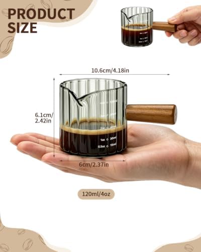 2Pcs Espresso Cups 4oz, V-Spout Espresso Shot Cups, Coffee